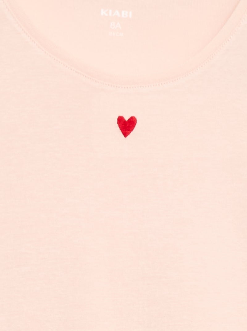 Pyjama long en popeline - 2 pièces Rose - Kiabi