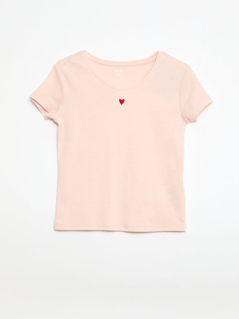 Pyjama long en popeline - 2 pièces Rose - Kiabi