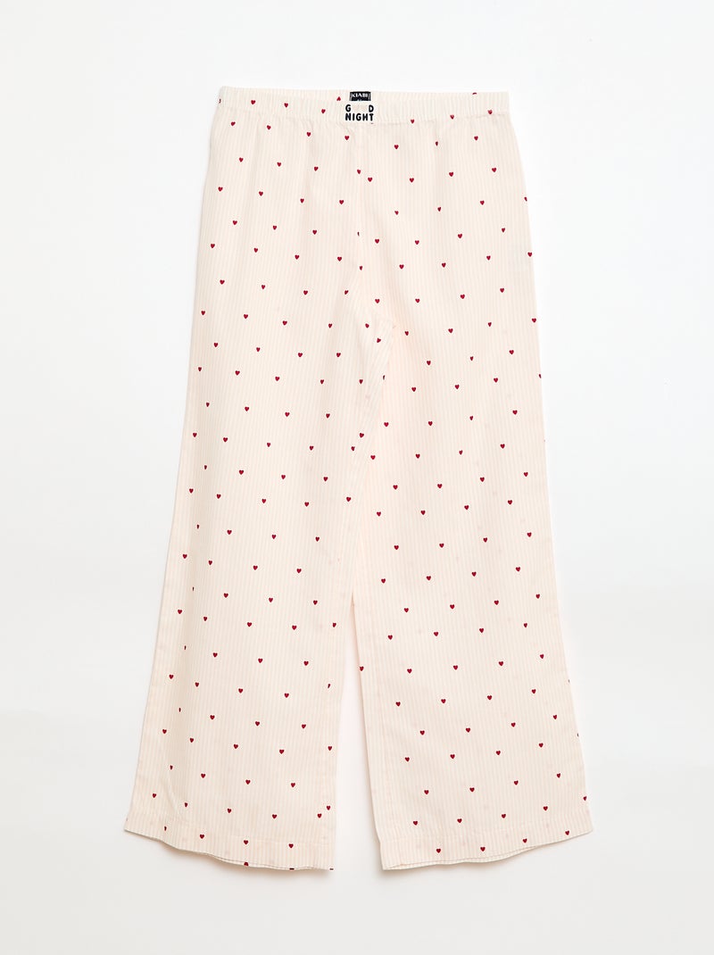 Pyjama long en popeline - 2 pièces Rose - Kiabi