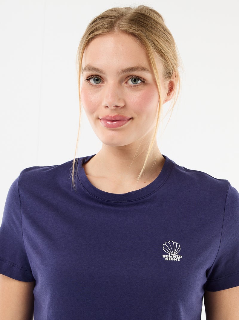 Pyjama long imprimé - 2 pièces Bleu - Kiabi