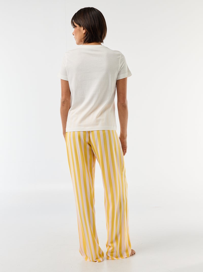 Pyjama long imprimé - 2 pièces Jaune - Kiabi