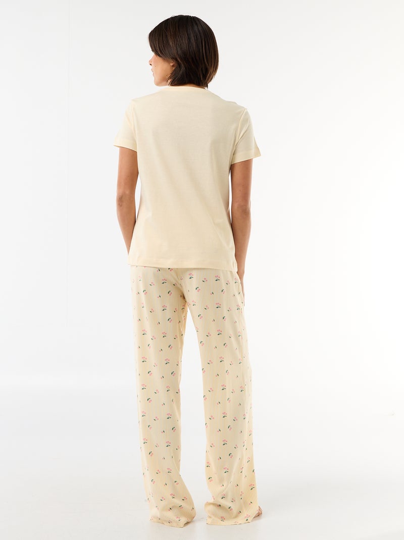 Pyjama long imprimé - 2 pièces Jaune - Kiabi