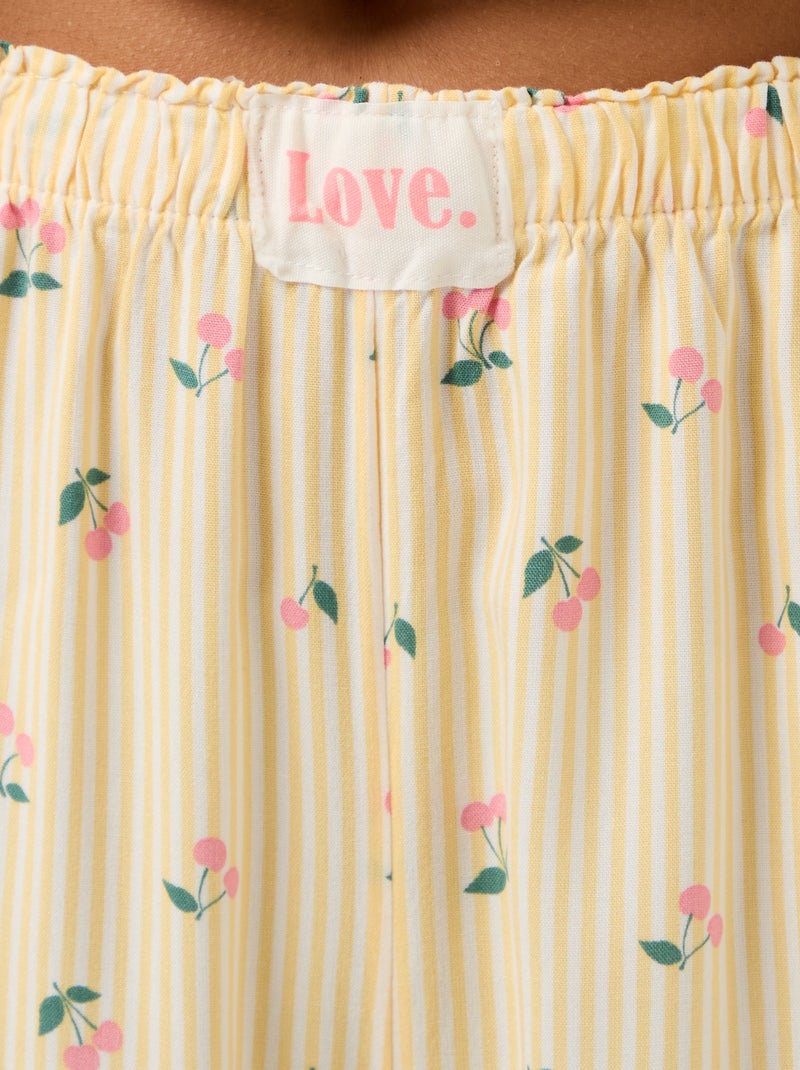 Pyjama long imprimé - 2 pièces Jaune - Kiabi