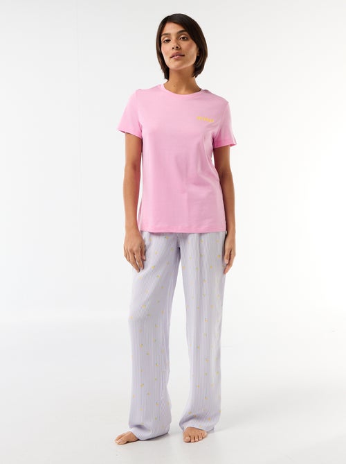 Pyjama long imprimé - 2 pièces - Kiabi