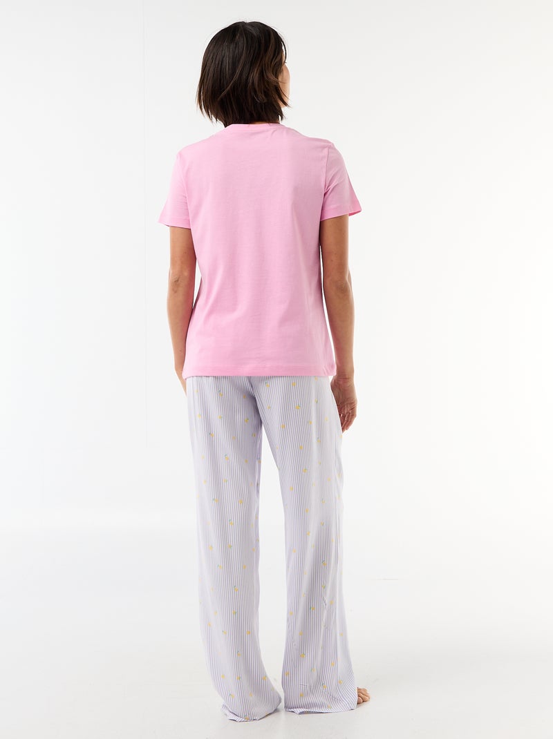 Pyjama long imprimé - 2 pièces Violet - Kiabi