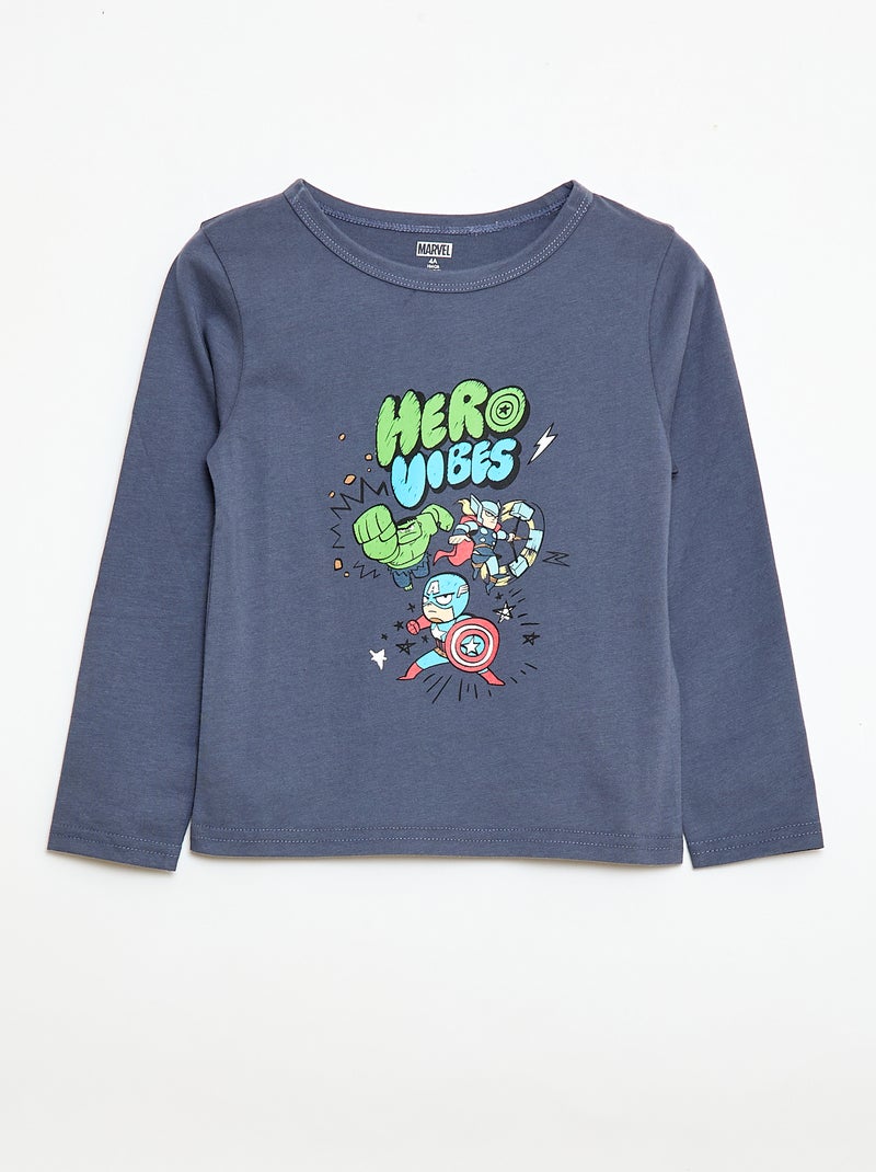 Pyjama long imprimé 'Marvel' Bleu/gris - Kiabi
