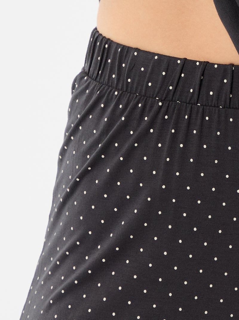 Pyjama long imprimé pois - 2 pièces Noir - Kiabi