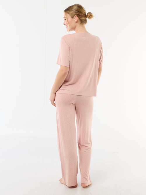 Pyjama long imprimé pois - 2 pièces - Kiabi