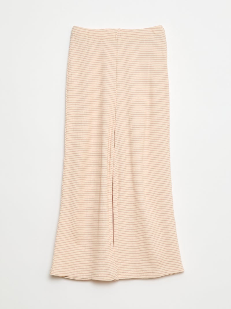 Pyjama long imprimé rayé - 2 pièces Beige - Kiabi