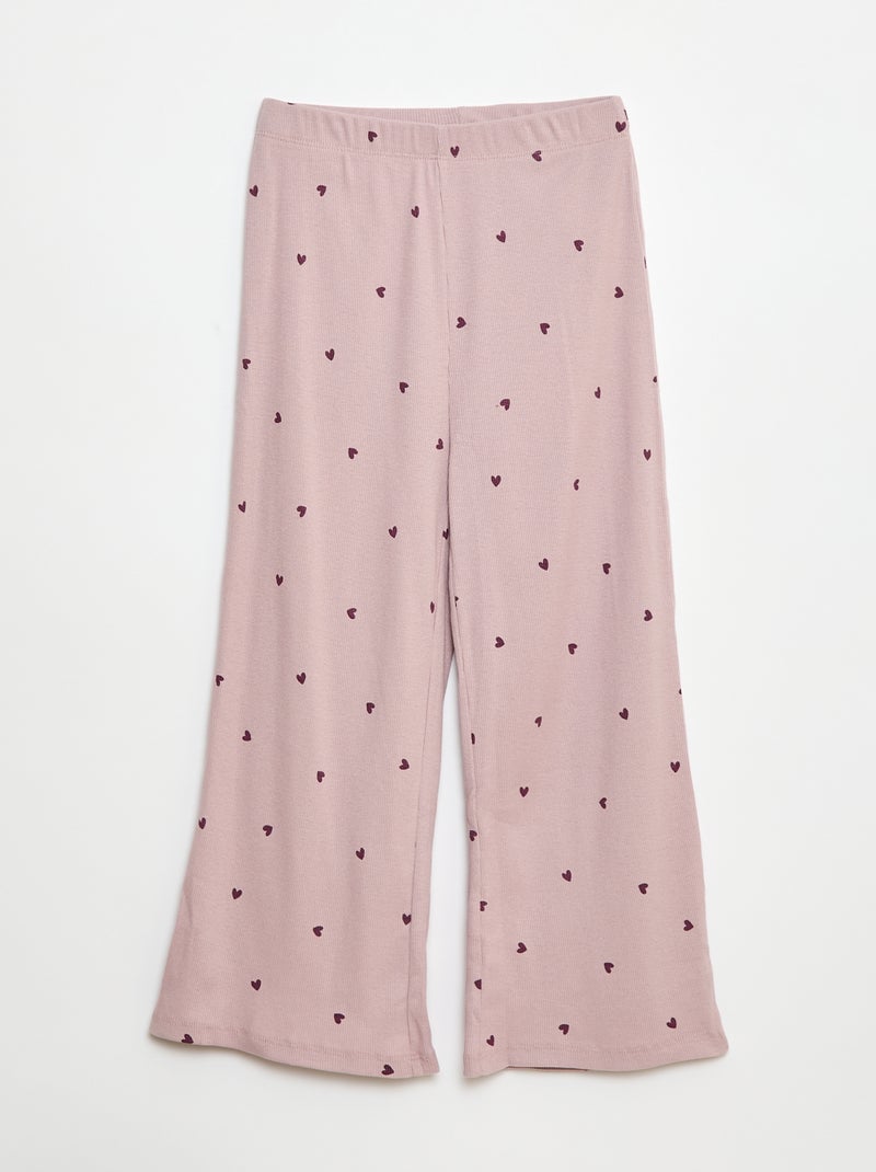 Pyjama long imprimé rayé - 2 pièces Violet - Kiabi