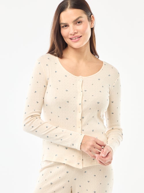 Pyjama long maille pointelle - 2 pièces - Kiabi