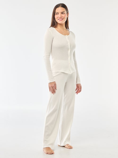 Pyjama long maille pointelle - 2 pièces - Kiabi