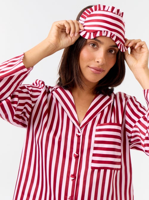 Pyjama long satiné chemisier + pantalon - 2 pièces - Kiabi