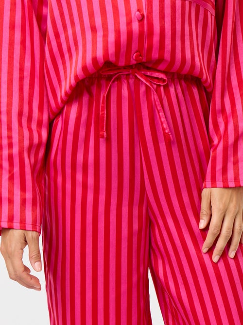 Pyjama long satiné chemisier + pantalon - 2 pièces - Kiabi