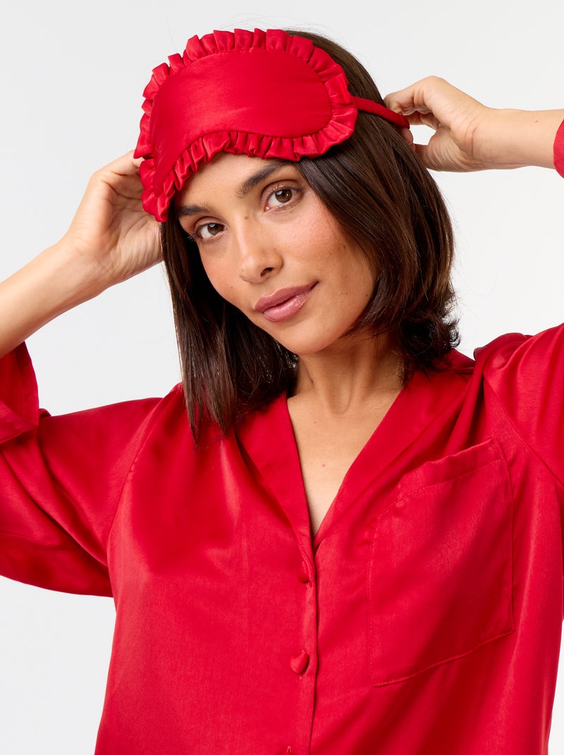 Pyjama long satiné chemisier + pantalon - 2 pièces Rouge - Kiabi