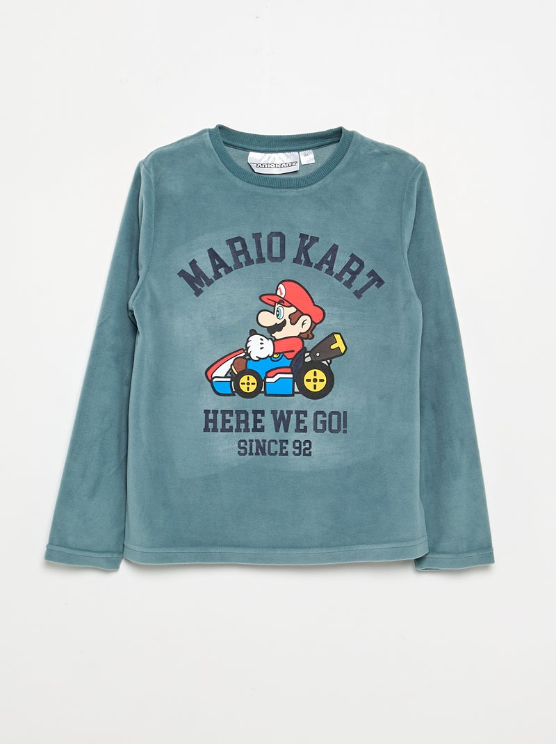 Pyjama 'Mario Kart' 2 pièces - T-shirt à manches longues + pantalon Bleu - Kiabi