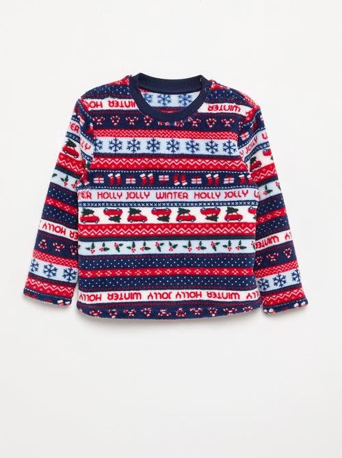 Pyjama 'Noël' jacquard en polaire 2 pièces - Sweat + pantalon - Kiabi