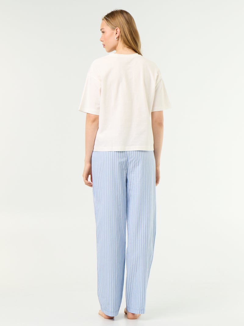Pyjama-Set aus Baumwolle - T-Shirt + Hose Bleu - Kiabi