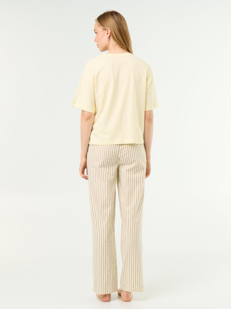 Pyjama-Set aus Baumwolle - T-Shirt + Hose Jaune - Kiabi