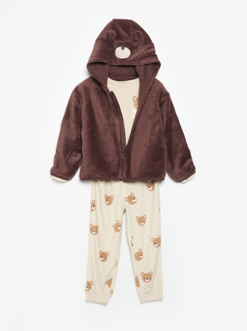 Pyjama-Set aus Fleece mit verspielter Kapuze - 2-teilig - Kiabi