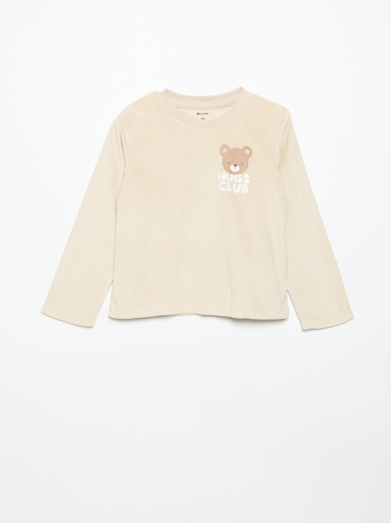 Pyjama-Set aus Fleece mit verspielter Kapuze - 2-teilig Beige - Kiabi