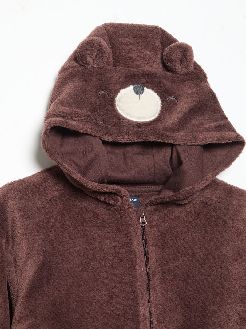 Pyjama-Set aus Fleece mit verspielter Kapuze - 2-teilig Beige - Kiabi