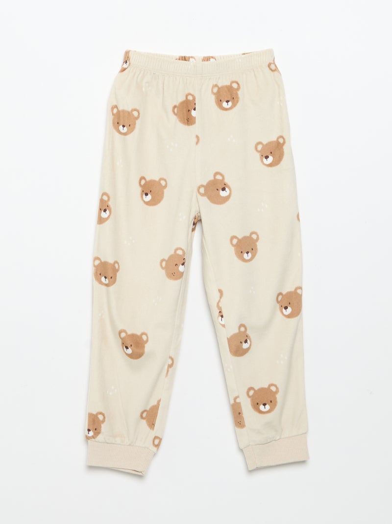Pyjama-Set aus Fleece mit verspielter Kapuze - 2-teilig Beige - Kiabi