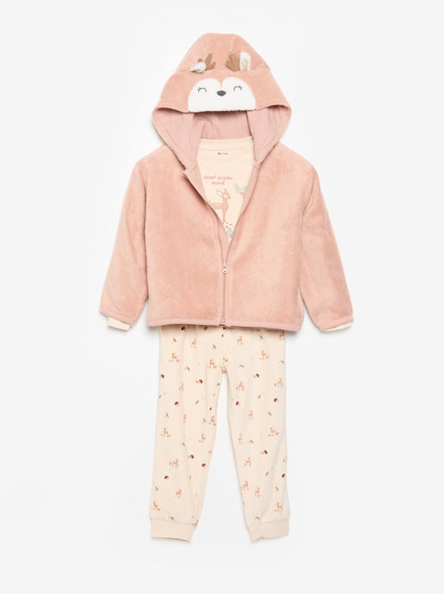 Pyjama-Set aus Fleece mit verspielter Kapuze - 2-teilig - Kiabi