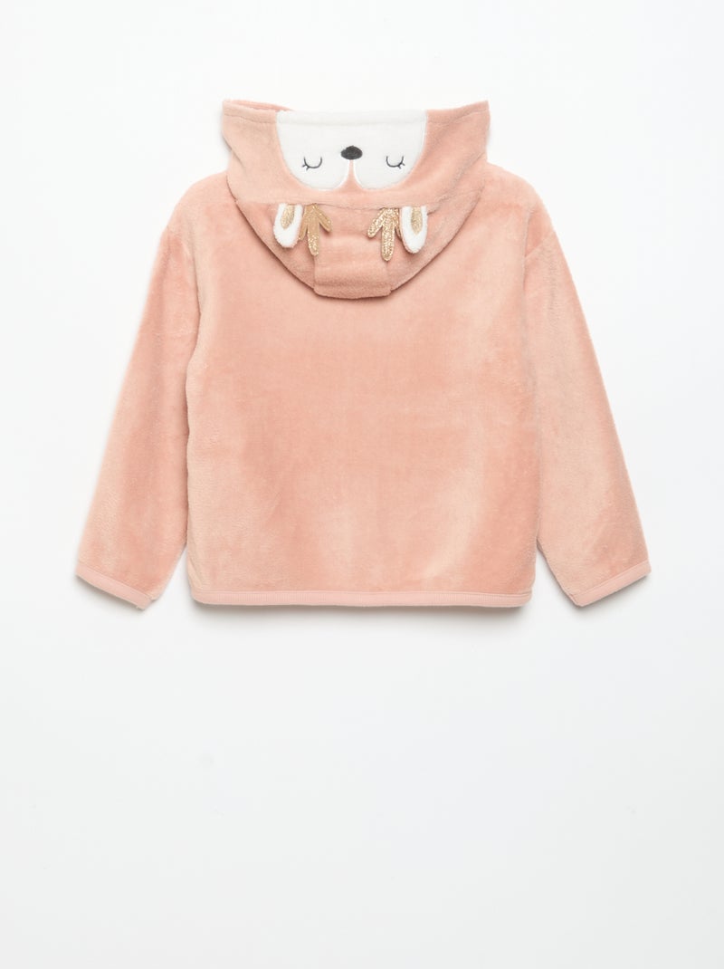 Pyjama-Set aus Fleece mit verspielter Kapuze - 2-teilig Rose - Kiabi