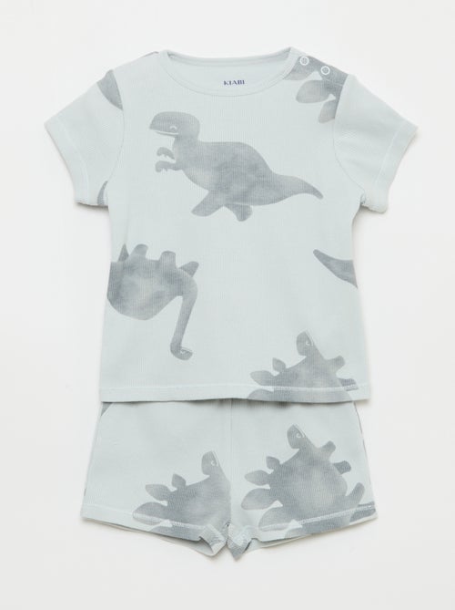 Pyjama-Set aus geripptem Baumwoll-T-Shirt und Shorts - 2-teilig - Kiabi