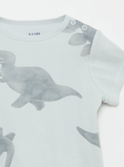 Pyjama-Set aus geripptem Baumwoll-T-Shirt und Shorts - 2-teilig - Kiabi