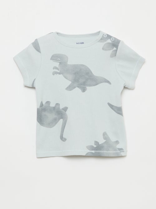Pyjama-Set aus geripptem Baumwoll-T-Shirt und Shorts - 2-teilig - Kiabi