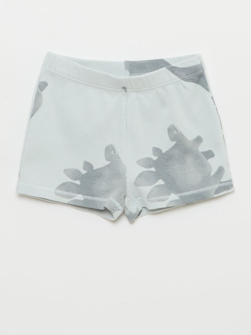 Pyjama-Set aus geripptem Baumwoll-T-Shirt und Shorts - 2-teilig Grau - Kiabi