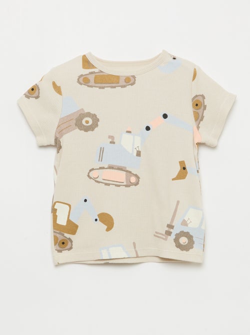 Pyjama-Set aus geripptem Baumwoll-T-Shirt und Shorts - 2-teilig - Kiabi