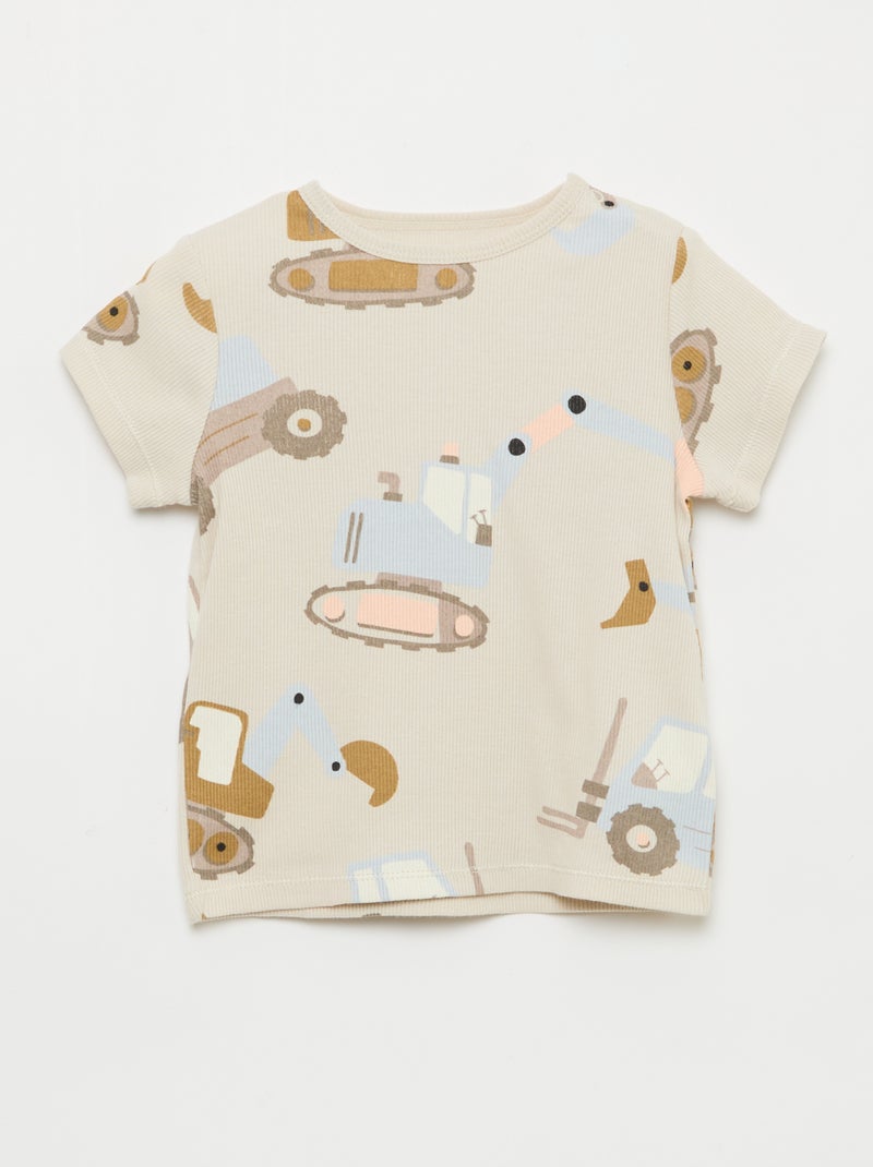 Pyjama-Set aus geripptem Baumwoll-T-Shirt und Shorts - 2-teilig Grau - Kiabi