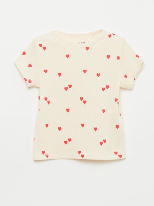 Pyjama-Set aus geripptem Baumwoll-T-Shirt und Shorts - 2-teilig - Kiabi