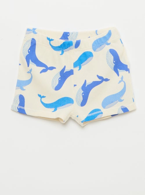 Pyjama-Set aus geripptem Baumwoll-T-Shirt und Shorts - 2-teilig - Kiabi