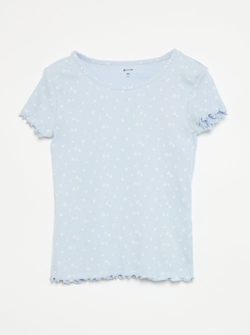 Pyjama-Set aus geripptem Baumwollstrick mit Oberteil und Shorts - Kiabi