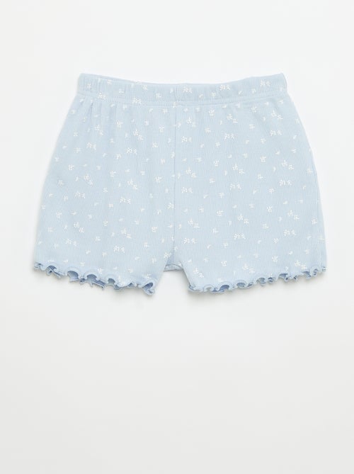 Pyjama-Set aus geripptem Baumwollstrick mit Oberteil und Shorts - Kiabi