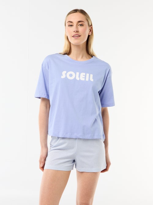 Pyjama-Set aus Oberteil und Shorts aus Baumwolljersey - Kiabi
