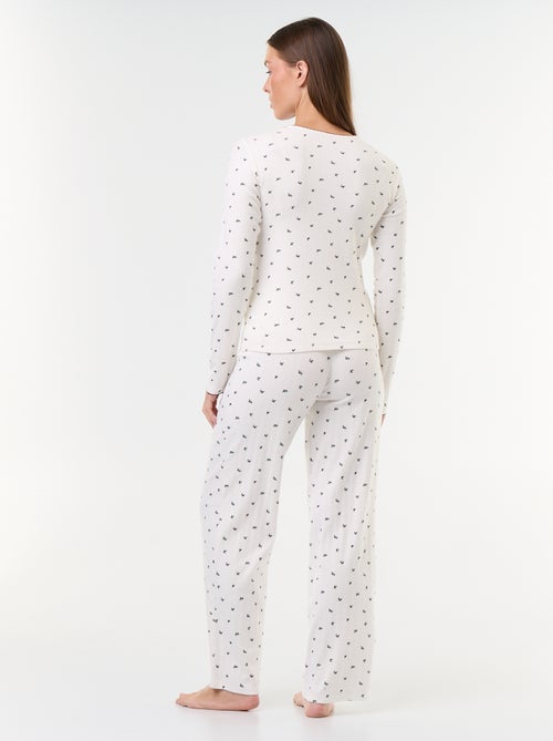 Pyjama-Set aus Pointelle-Strick mit Weste im Lammfell-Look – 3-teilig - Kiabi