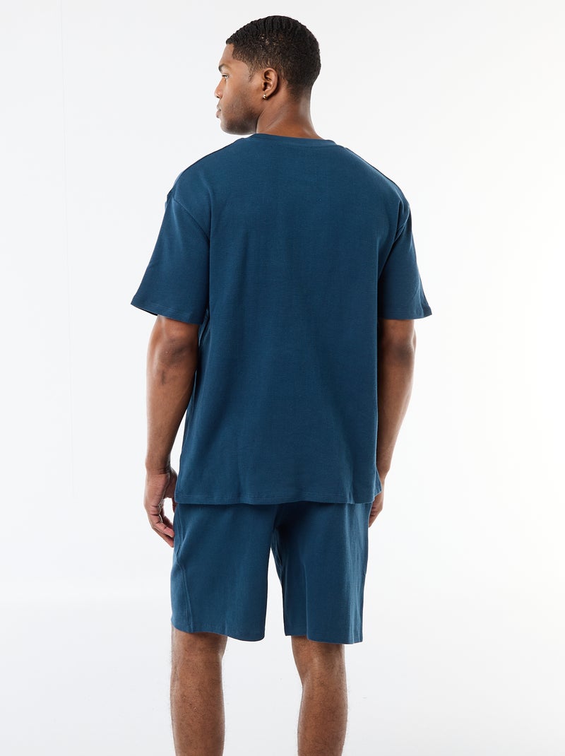 Pyjama-Set aus Waffelpiqué Blau - Kiabi