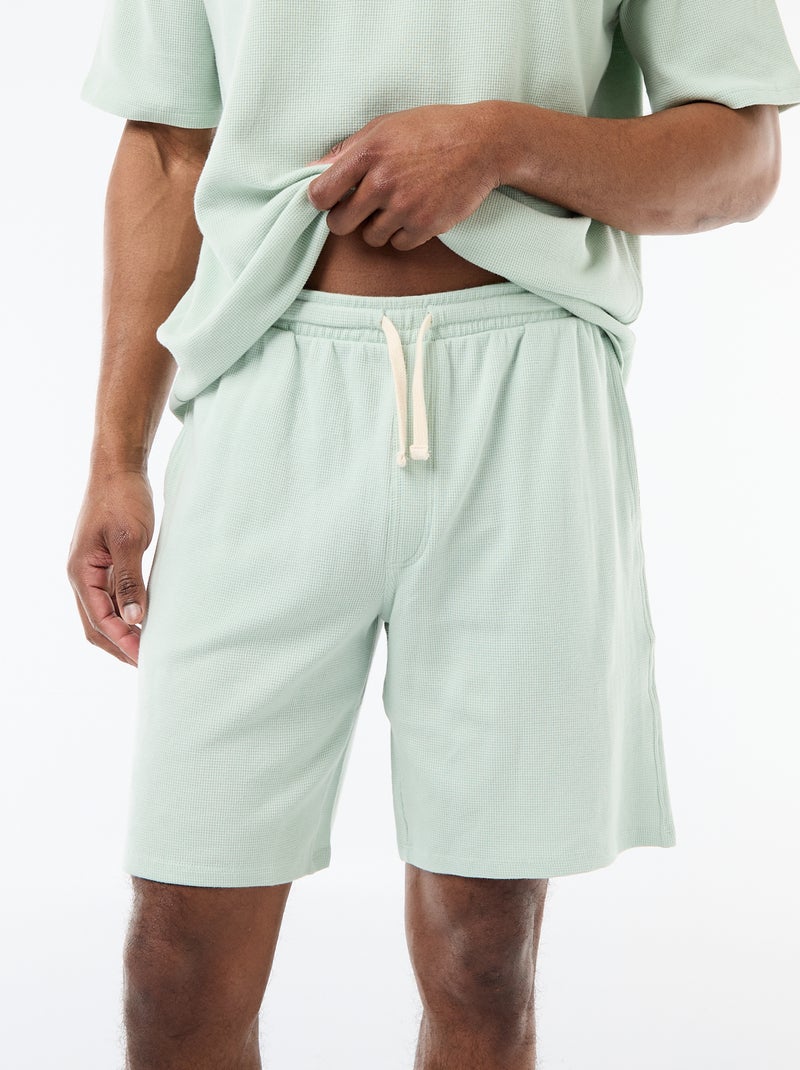Pyjama-Set aus Waffelpiqué Grün - Kiabi