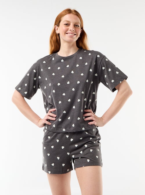 Pyjama-Set Oberteil + Shorts aus Baumwolljersey - Kiabi