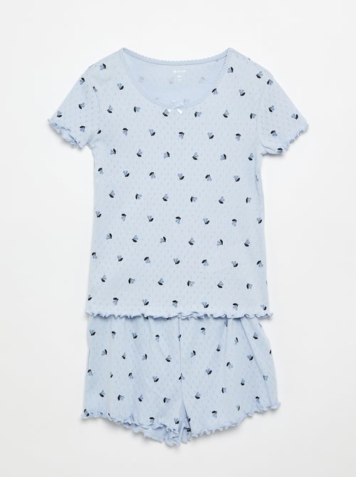 Pyjama-Set T-Shirt + Shorts aus Pointelle-Strick – 2-teilig - Kiabi