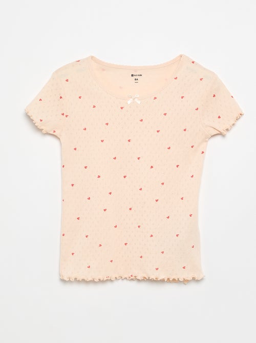 Pyjama-Set T-Shirt + Shorts aus Pointelle-Strick – 2-teilig - Kiabi