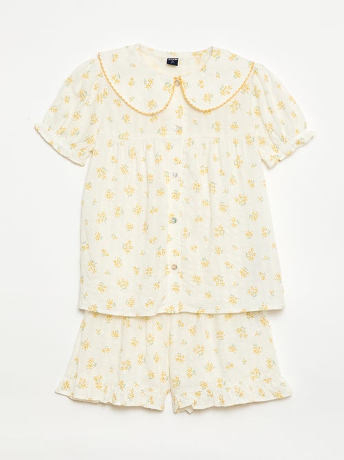 Pyjama short 2 pièces avec volants - Kiabi