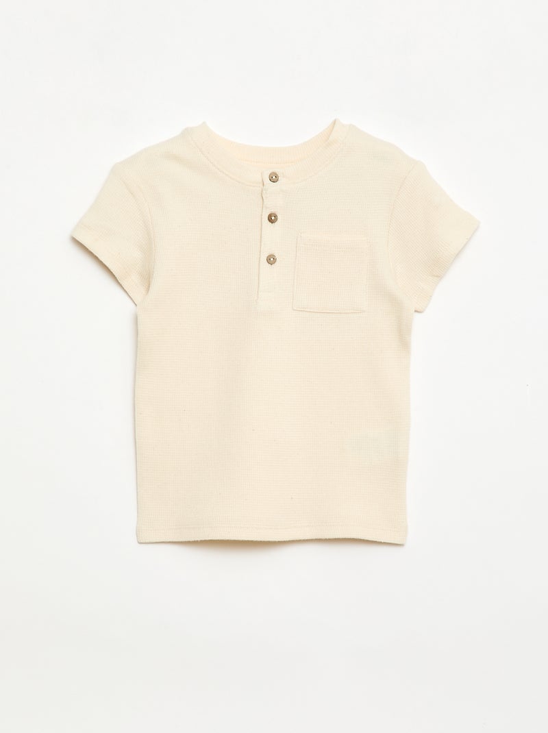 Pyjama short 2 pièces en maille côtelée Blanc - Kiabi