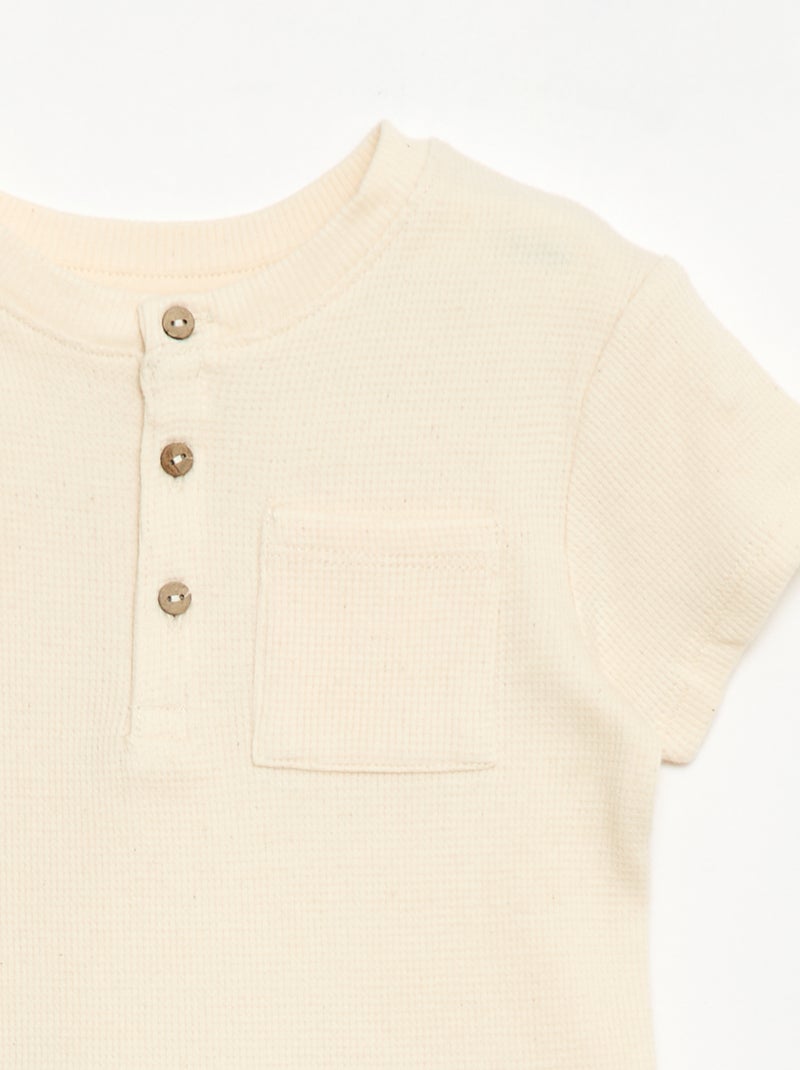 Pyjama short 2 pièces en maille côtelée Blanc - Kiabi