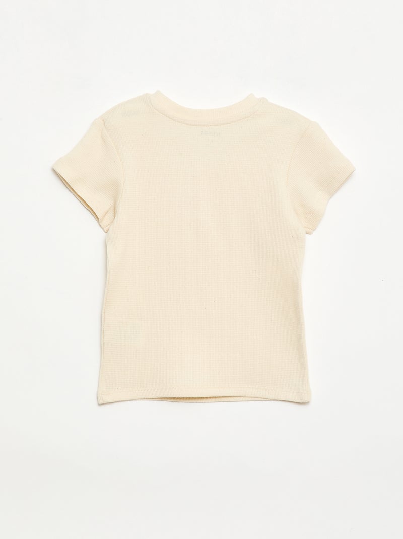 Pyjama short 2 pièces en maille côtelée Blanc - Kiabi